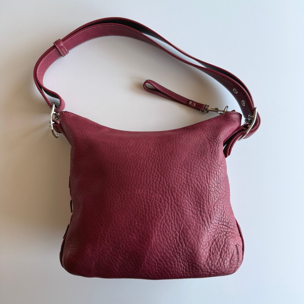 Coach VTG Y2K 9350 Pebbled Magenta Convertible Strap Side‎ Lace Shoulder Bag - Picture 2 of 9